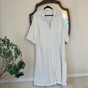 Madewell Cream Gauze Peasant Dress Cotton XL EUC Pockets/Slits Size Tag Missing
